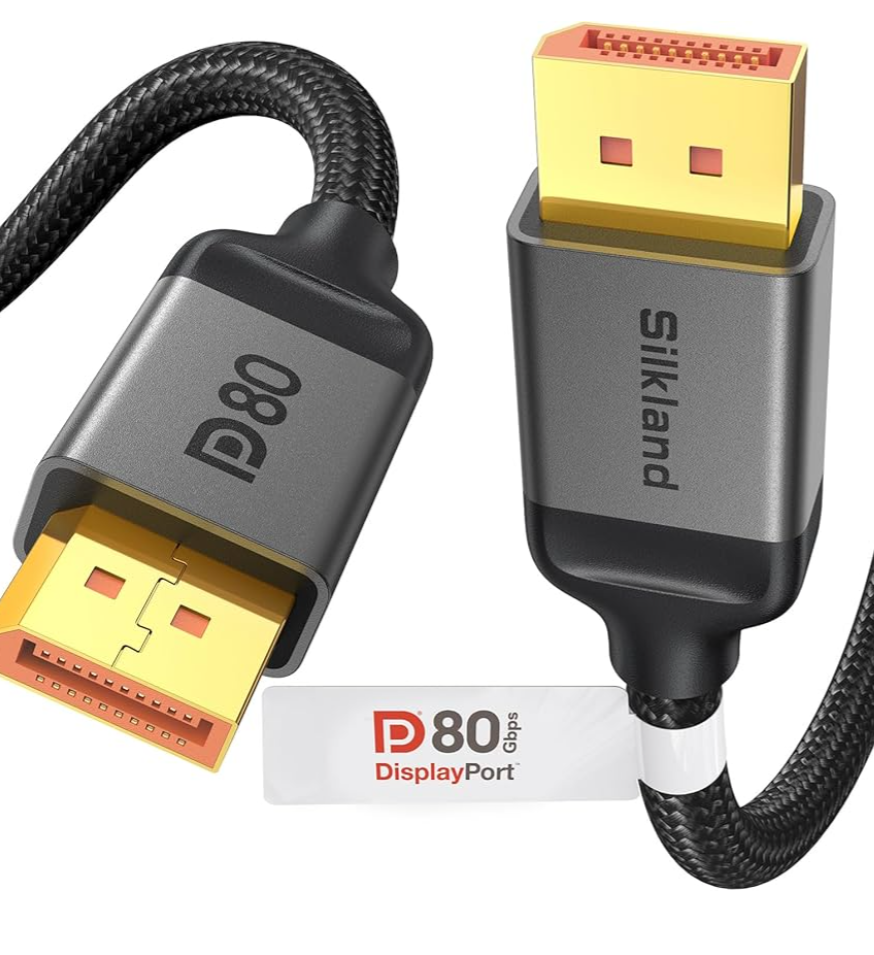 Silkland 80Gbps Short DisplayPort 2.1 Cable 1.6Ft, [8K@240Hz, 4K@540Hz 360Hz 240Hz] DP 2.1 Cable 16K, DP80 HDR Display Port Cord Compatible FreeSync G-Sync Gaming Monitor 5090 7900XTX