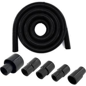 Dust Collection Vacuum Hose Kit, 12 Foot Dust Collection Power Tool Kit with 5 Vac Cleaner Hose Fittings/Attachments for Household, woodworking Power Tool and Dry/Wet, Fits Multiple Types Power Tools