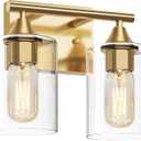 Gold Vanity Lights for Bathroom,2-Light Bathroom Light Fixtures,Brushed Brass Gold Wall Sconce Lighting,Modern Wall Lamp for Mirror Bedroom Vanity Table Hallway