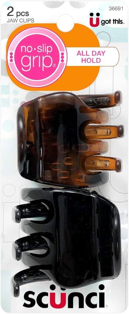 Scunci No-Slip Grip Chunky Jaw Clips | All Day Hold | 2-Pieces per Pack (1-Pack)
