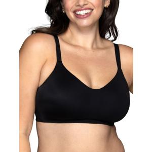 Vanity Fair Women's Beauty Back Smoothing Simple Sizing Wireless Bra, 4-Way Stretch Fabric, (Black, M)