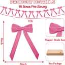 Christmas Velvet Bows Garland, 10ft Pre-Strung Christmas Garland Banner with 15 Bows, Indoor Vintage Elegant Velvet Ornaments Home Decorations Decor for Tree Mantle Stair Party Wall Office, Pink