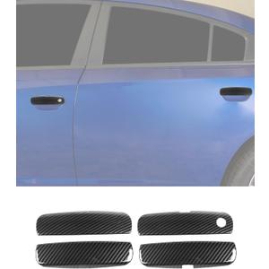 4Pcs Exterior Door Handle Covers Trim Overlay Compatible with Dodge Charger 2010-2024, Outside Door Handle Protector Shell for Dodge Charger Exterior Accessories, Carbon Fiber