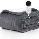 Homemate Electric Heated Blanket Full - 72"x84" Heating Blanket Full Size 1/2/4/6/8 Hours Auto-Off 8 Heat Level Heat Blanket Over-Heat Protection Flannel Sherpa Big Heater Blanket ETL Certification (Grey)