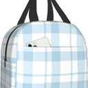 DADABULIU Lunch Bag Plaid Blue Check Insulated Lunch Box Cooler Tote for Adults Kid Girl Women Work Office School Picnic Beach Reusable Lunchbox Over 3 Years Old (A05)