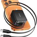 iVANKY Smallest 4-in-1 Retractable GaN Wall Charger for iPhone 17 Air, 45W USB C Charger Block with Dual USB C Cables, Fast Charging 4-Port Adapter for 16/15/14 Pro Max, AirPods Pro 2/3, Samsung