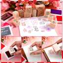 Woanger 15 Pcs Valentine's Day Wooden Rubber Stamps and Craft Ink Pads Card Stamps Pads Wooden Rubber Stamp for Scrapbooking DIY Paper Wood Fabric Valentine Holiday