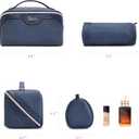 BOYATU Travel Makeup Bags for Women: Vintage Roman Column Texture Large Capacity Cosmetic Bag - Each Journey, Quiet Luxury Serenity - 3 Pcs Set Organizer Toiletry Purse 50% Extra Storage(Indigo)