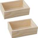 2 Pcs 7.5"  5"  2.4" Natural Wooden Succulent Planter Plant Container Box Window Boxes Rectangular Flower Pot Storage Box for Indoor Outdoor Home Venue Decor