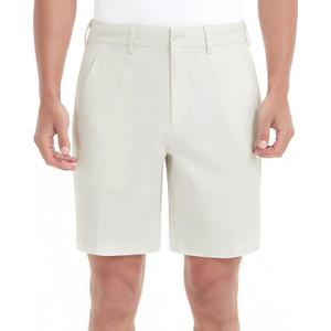 Lesmart Mens Golf Shorts Stretch Elastic Waist Bermuda Quick Dry Relaxed Fit Shorts with Pockets (42, Sand White)