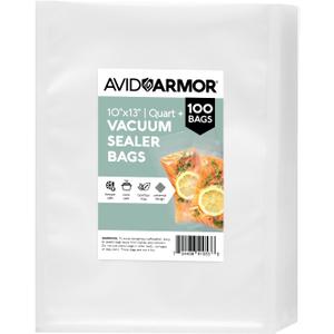 Avid Armor Vacuum Sealer Bags QUART PLUS Size 10"x13" 100 Pack for Food Saver and Seal A Meal Vac Sealers BPA Free Commercial Grade Sous Vide Vaccume Safe, Heavy Duty Universal Precut Storage Bag