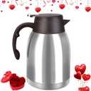 54oz Stainless Steel Thermal Coffee Carafe Dispenser, Unbreakable Double Wall Vacuum Thermos Flask 1.6L Water Tea Pot Beverage Pitcher for Cold Drinks in Summer(Classic Silver)