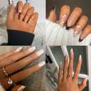 2 x 6 Packs (144 Pcs) Press on Nails Medium Design, OPkssnails Press On Nails Medium Almond and Square, Glue on Nails Kit with Nail Glue Adhesive Tabs, Gel Fake Nails for Women