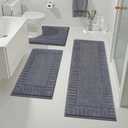 Pauwer Bathroom Rugs Sets 3 Piece Bathroom Shower Rugs with U-Shaped Contour Toilet Mat Absorbent Microfiber Plush Bath Mats Non Slip Bath Rugs Machine Washable Shaggy Bath Mat Set, Dark Grey