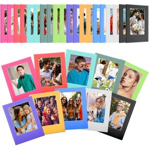 30 Pack Magnetic Photo Picture Frame Cute Mini Table Photo Frame Holder 3 Inches Plastic Colorful Photo Display Compatible with Fujifilm Instax for Fridge Refrigerator Office (Multicolor)