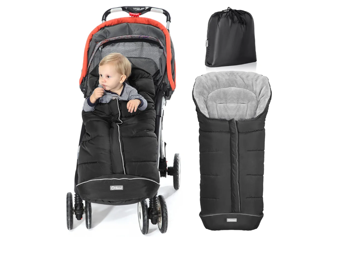 Orzbow Warm Bunting Bag Universal, Stroller Sleeping Bag Cold Weather, Waterproof Toddler Footmuff (Black, Large)