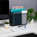 Mind Reader Vertical File Storage, Desktop Organizer, Workspace, Office, Metal Mesh, 12.5"L x 3.75"W x 11.5"H, Black
