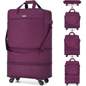Hanke Suitcases with Wheels Expandable Foldable Luggage Bag Suitcase Collapsible Rolling Travel Bag Duffel Bag for Men Women Lightweight Suitcases without Telescoping Handle, Purple