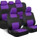 BDK PolyPro Car Seat Covers Full Set in Purple on Black, Front and Rear Split Bench Seat Covers for Cars, Easy to Install Car Seats Cover Set and Accessories for Auto Trucks Van SUV - Purple