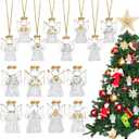 Chengu 16 Pieces Glass Angel Ornaments for Christmas Tree Clear Glass Ornaments Mini Hanging Blessing Crystal Angel Pendant Beautiful Christmas Tree Decorations for Xmas Party Decor