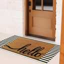Striped Outdoor Front Door Mat 24"x51", Washable Black and White Rug Runner Cotton Hand Woven Indoor Layered Doormat, Reversible Foldable Door Rugs for Entryway/Farmhouse/Home Entrance