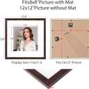 12x12 Picture Frame Set of 9, Display Pictures 8x8 with Mat or 12x12 without Mat, Multi Collage Gallery Square Photo Frames for Wall or Tabletop, Brown