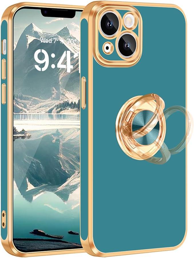 Fingic for iPhone 14 Case[with 360° Ring Holder Stand][Support Magnetic Car Mount ]Kickstand Phone Case for Women Girls Boys Slim Thin Shockproof Phone Cover Case for iPhone 14,6.1 inch,2022,Blue Gray