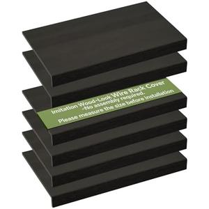 Giklux 6 PCS Wire Rack Covers for Pantry Wood Grain, 33'' W * 16'' D (Ready to Use) Faux Wood Shelf Covers for Wire Shelving, Rustic Closet Shelves Covering Toppers - Bathroom, Kitchen, Garage (Black)