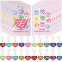 Kenning Valentine Day Gifts for Coworkers Bulk Glitter Heart Shaped Keychain and Valentine Cards for Valentines Party Favors