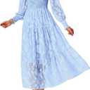 BTFBM Wedding Guest Dresses for Women Fall Fashion 2025 Casual Long Sleeve Floral Maxi Boho Homecoming Dress (Small, Blue)