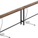 SUPERJARE 110.2 Inch Sofa Table with Power Outlets and USB-C Ports, 5.9 Inch Narrow Console Tables, Entryway Hallway Couch Tables with Storage, Behind Sofa, Small Spaces, Living Room, Rustic Brown