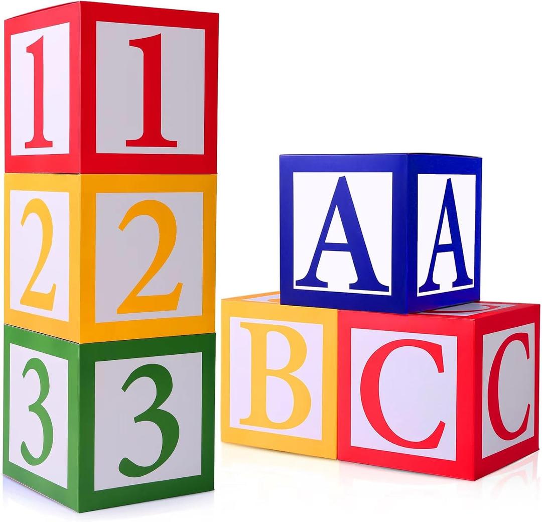 6 pcs ABC and 123 Friend Street Balloon Boxes,ABC Alphabet Graduation Back to School Party Favor, Story Birthday Party Decor Celebration Baby Shower Inspired Balloon Cardboard Box