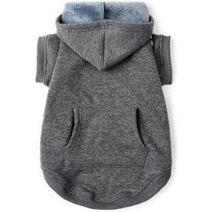 Koneseve Dog Hoodie Fleece Puppy Clothes Warm Sweater with Hat for Small Dogs Cat Hooded Shirt Kitten Pet Basic Hoodies Sweatshirt with Pocket Doggie Soft Winter Coat Apparel (Grey; L) (L-(9~17lb) | Chest(~17.7"))
