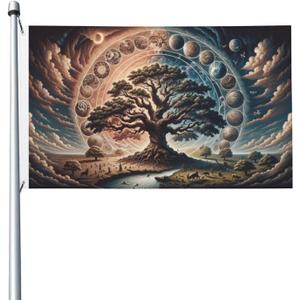BOXIMIAO Tree Of Life Earth Flag 3x5 Ft Outdoor Polyester Garden Flag Double Sided Banner For Yard Lawn Porch Balcony Home Decorations