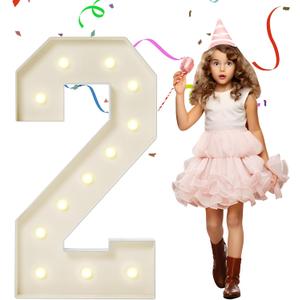 4FT Marquee Numbers, Large Light Up Numbers 2 for 2nd 21st 25th Birthday Party Decorations, Giant Light Up Number for 2026 Graduation Prom Decor, 4 Feet Number 2 w/Lights DIY Kit