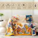 MSGKV Boho Throw Blanket King Size 108" x90'' Cotton Blanket for Bed Spring Decoractive Breathable Throw Blankets Quilt Living Room