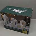 Christmas Decorations Indoor - Christmas Village Sets of 5 Ceramic Houses with LED Lights Remote and 9 Trees - Winter Rustic Farmhouse Home Holiday Xmas Decor for Mantel Tabletop Room