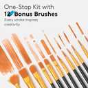 TMOL Acrylic Paint Set, 24 Colors (2 oz/Bottle) with 12 Art Brushes, Art Supplies for Painting Canvas, Wood, Ceramic & Fabric, Rich Pigments Lasting Quality for Beginners, Students & Professional Artist