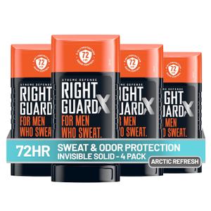 Right Guard Xtreme Defense Invisible Solid, Antiperspirant Deodorant, Arctic Refresh Scent - 5-in-1 Deodorant for Men, 72-Hour Odor Control, 2.6 oz (4 Pack)