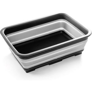 BINO Collapsible Wash Basin - Grey | Portable Dish Tub | Kitchen | Camping | Sink | Home Essentials | Baby Travel | Folding Dish Pan for Maximum Space Saving