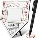 Baseball Frame Coach Gift with Wood Chips Signature Pen Graduation Coach Frame Gifts Baseball Plate Plaque for Coaches Thank You Gift