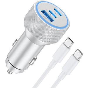 for iPhone 17/16/15 Pro Max Car Charger, 67W 3-Port Fast USB C Car Charger Power Cigarette Lighter Adapter with 3FT USB C to C Cable for iPhone 17/17 Pro/Air/16/15 Pro Max/Plus/16e, iPad (White)