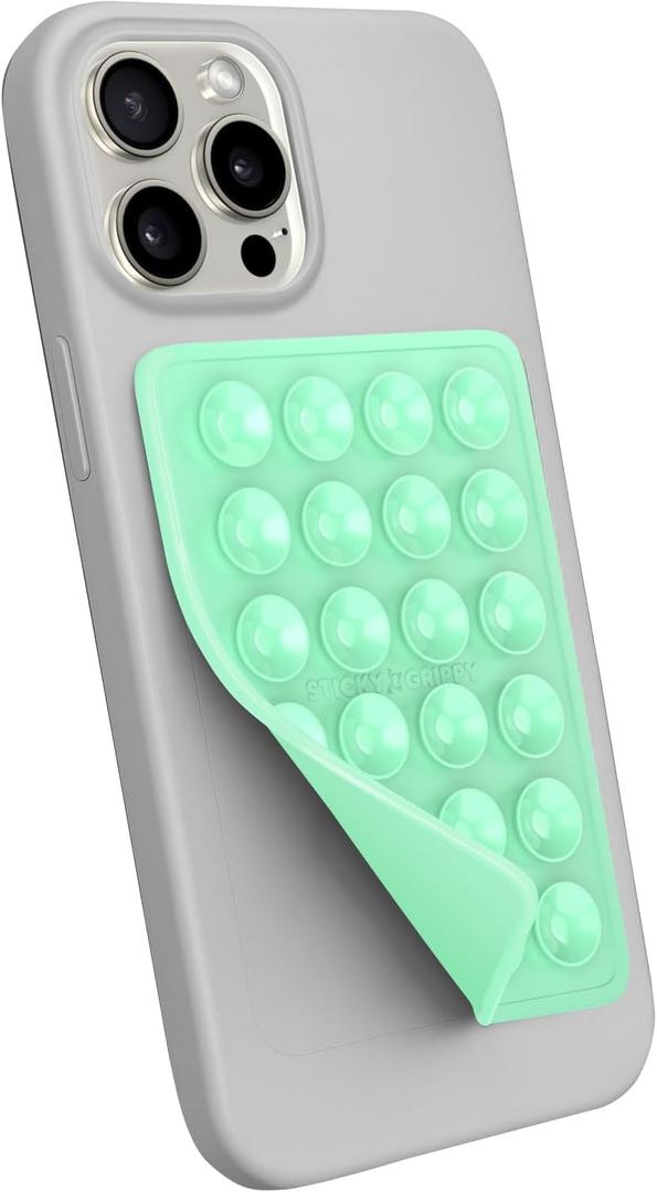 2 x Suction Phone Case Mount, Sillicon Adhesive Phone Accessory for iPhone and Android, Hands-Free Fidget Toy Mirror Shower Phone Holder, Tiktok Videos and Selfies (Mint)