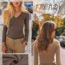 Ficerd 3 Pack Women's Long Sleeve T Shirts Cotton V Neck Slim Fit Tops Ribbed Knit Layering Casual Basic Tees Fall (XXL)