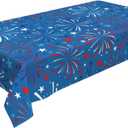 4th of July Fireworks Tablecloth Rectangle Table Cloth Washable Table Cover for Decoration Kitchen Dining Room 60x90 Inch (White6)