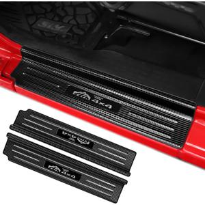 2PCS Car Door Sill Protector for Jeep Wrangler JL JLU 2018-2025 &Gladiator JT 2020-2025,Stainless Steel Material Door Sill Guards for Wrangler Accessories, 2 Door Carbon Fiber