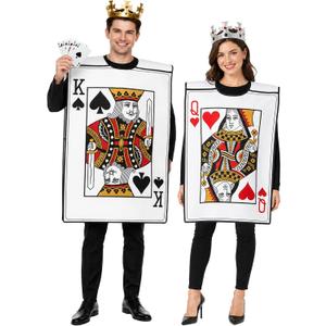 4CT 2026 Adult Couples Halloween King&Queen Playing Card Costumes and Crown