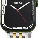 Seven-link Watch Band for Apple Watch Series 3, 2, 1 for Women, Dressy Stainless Steel Metal Band for Apple Watch 42mm 44mm 45mm 46mm for iWatch (Silver and Gold)