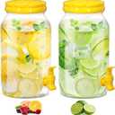 Havawish 2 Pcs 1 Gallon Plastic Beverage Dispenser with Spigot Clear Summer Kitchen Fridge Drink Dispenser for Parties Lemonade Juice Tea Beer Cold Water(Yellow,Cylinder)