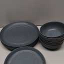 Stone Lain Elio 12-Piece Dinnerware Set Stoneware, Plates and Bowls Set, Dish Set for 4, Blue